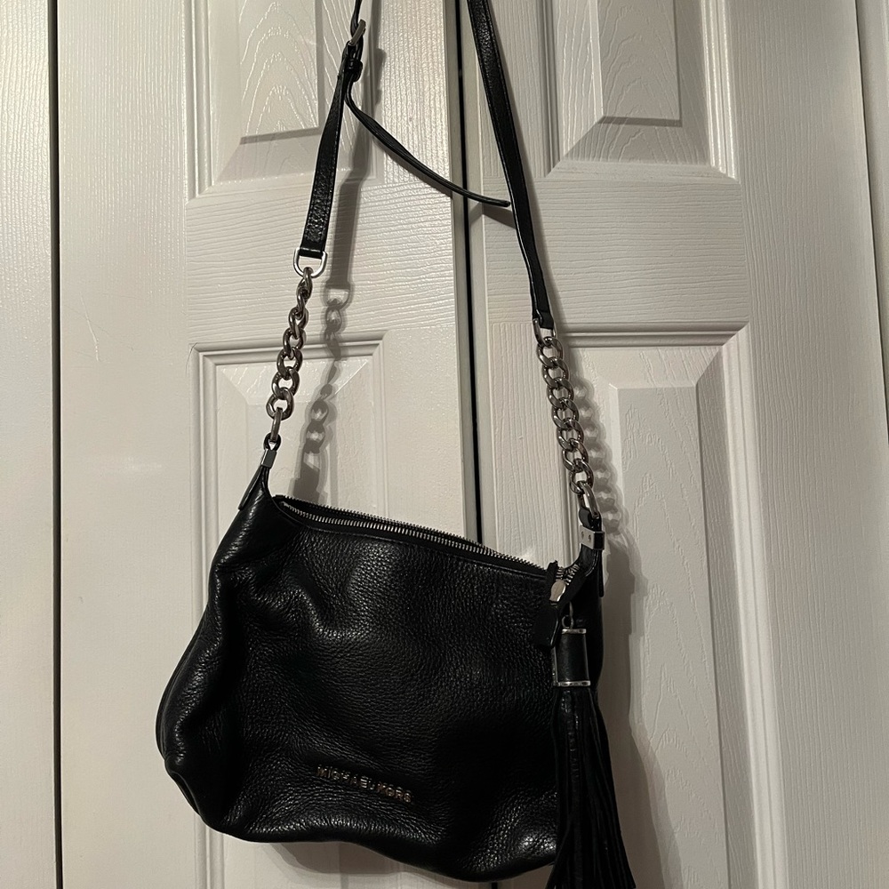 Black Leather Michael Kors Cross body Bag